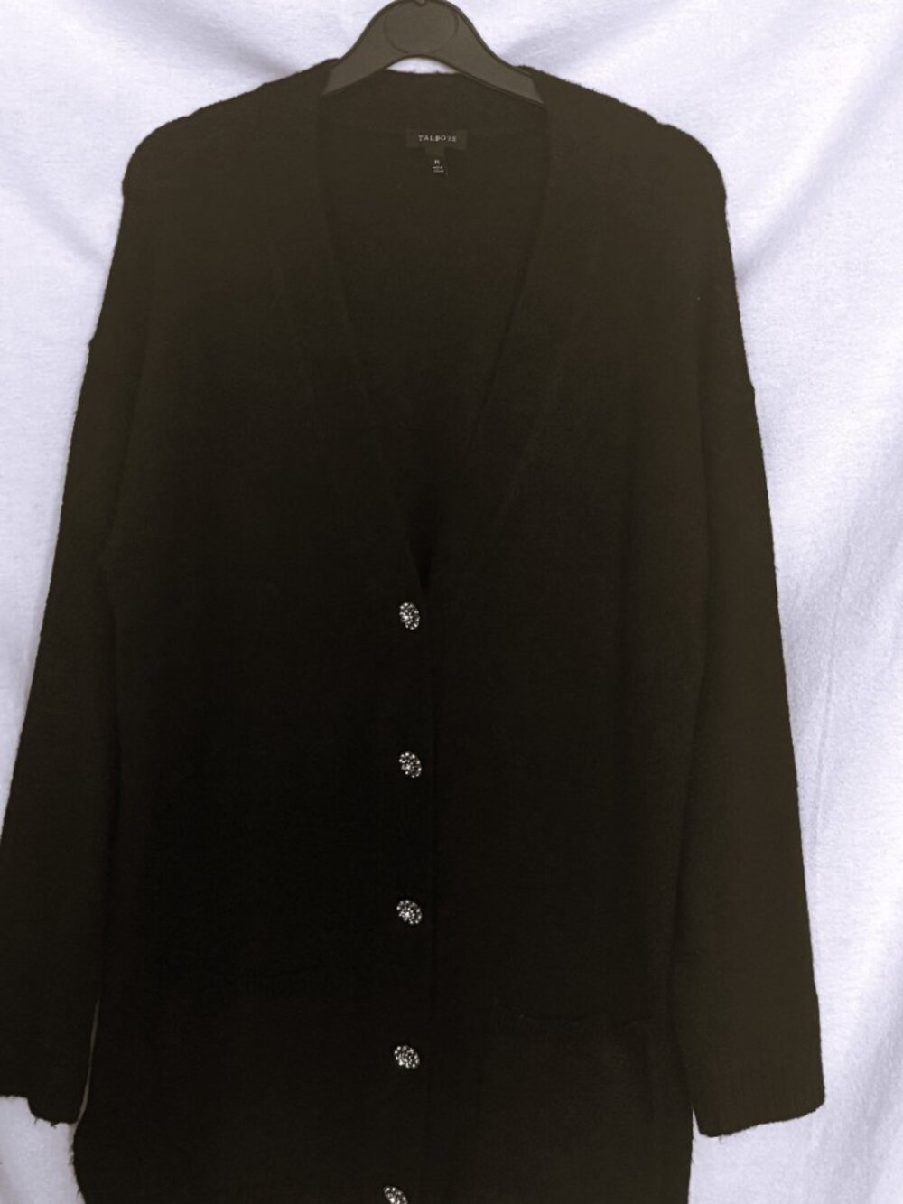 Talbots Womens Size Medium Black Knit Long Sleeve Cardigan Sweater